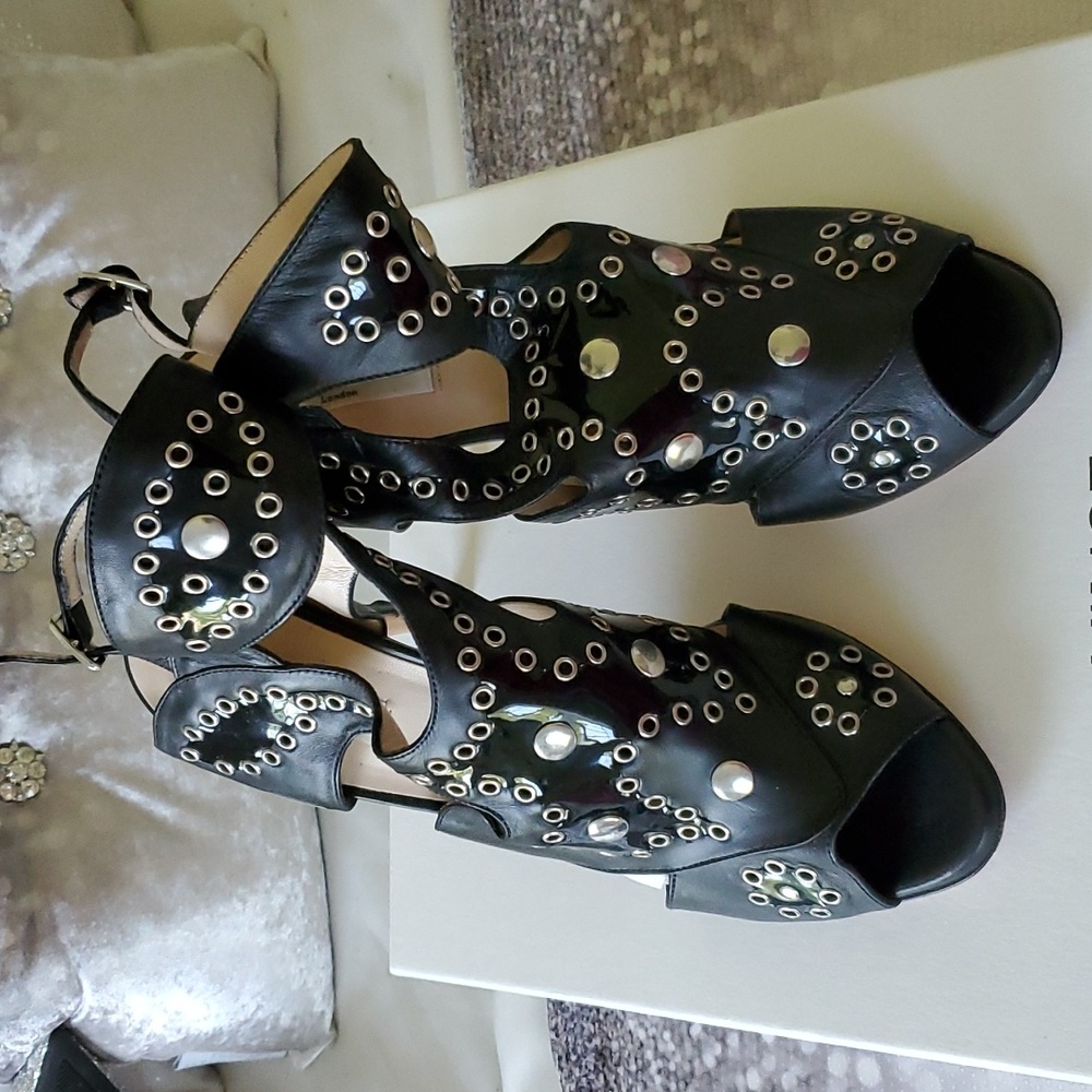 LK Bennett Black and Silver Sandals Size 41